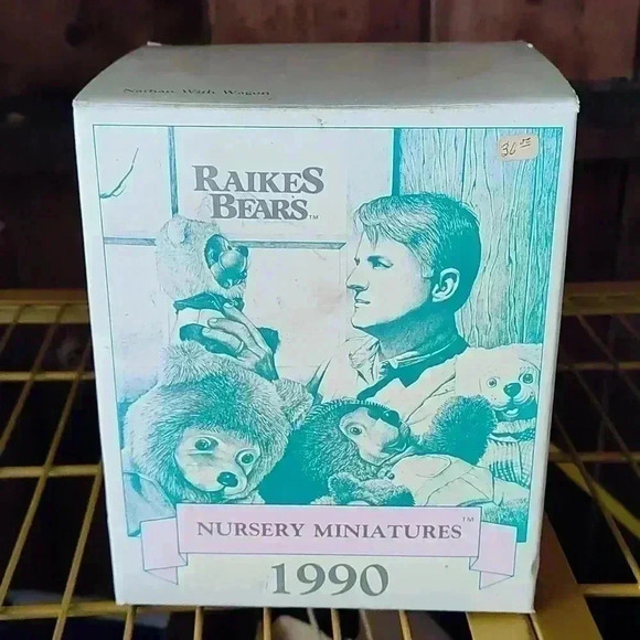 Raikes Bears 1990 Nursery Miniatures Nathan with wagon - Picture 1 of 3